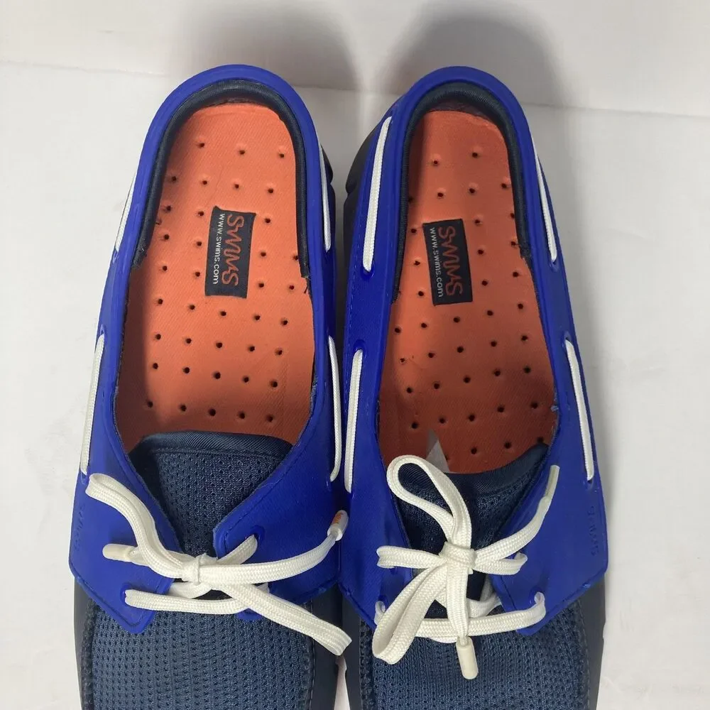 Swims Shoes Mens Size 9 Blue Orange Mesh Lace Up Loafers Water Resistant Comfort